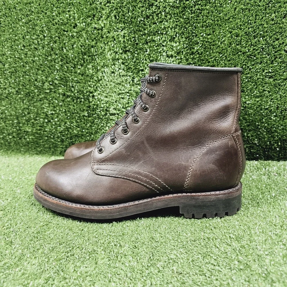 Grenson Brown Leather Plain Toe Goodyear Welt Ankle Lace Up Boots Mens UK 8 US 9